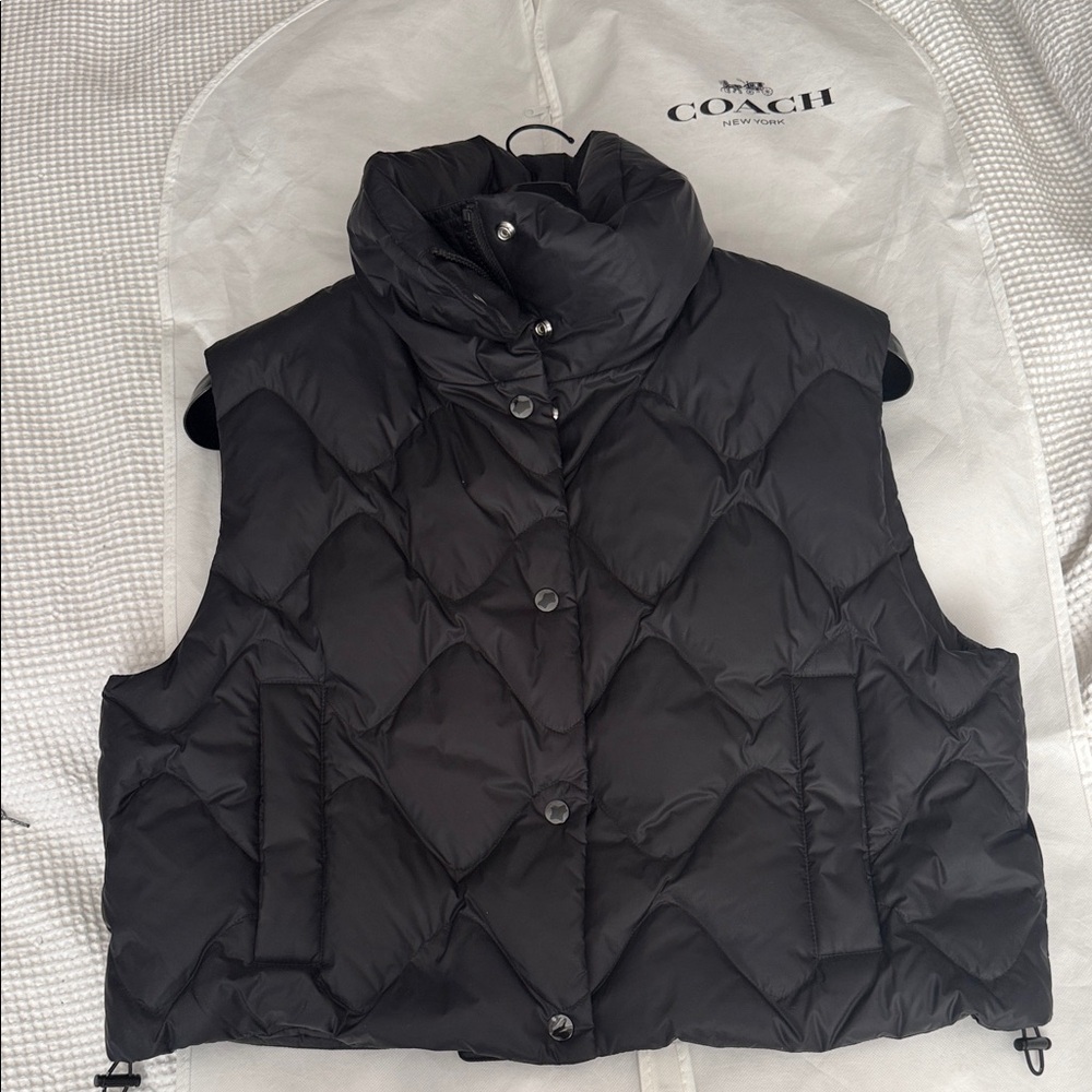 COACH Black Quilted Down-Filled Vest - Large